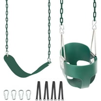 KINSPORY Toddler & Child Swing Seat, Heavy-Duty High Back Fully Assembled, Iron Chain Eva Swing for Indoor/Outdoor, Hanging Tree Straps(Green)