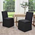 thumbnail image 1 of KINWELL 21" Wide Upholstered Armless Modern Rolling Dining Chairs with Casters Set of 2, Performance Fabric No Assembly Dining Side Chairs for Kitchen Dining Room (Black), 1 of 13