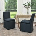 thumbnail image 1 of KINWELL 21" Wide Upholstered Armless Modern Rolling Dining Chairs with Casters Set of 2, Performance Fabric No Assembly Dining Side Chairs for Kitchen Dining Room (Indigo), 1 of 12