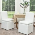 thumbnail image 1 of KINWELL 21" Wide Upholstered Armless Modern Rolling Dining Chairs with Casters Set of 2, Performance Fabric No Assembly Dining Side Chairs for Kitchen Dining Room (White), 1 of 18