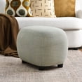 thumbnail image 1 of KINWELL 23" Wide Linen Blend Upholstered Ottoman, Textured Weave Footrest with Soft Padded Seat, Mid-Century Modern Footstool for Bedroom, Entryway or Living Room, Light Teal Multi, 1 of 12