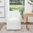 thumbnail image 1 of KINWELL 25" Wide Upholstered Dining Chairs with Casters, No Assembly Modern Performance Fabric Barrel Back Rolling Dining Armchair for Kitchen Dining Room (White), 1 of 10