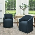 thumbnail image 1 of KINWELL 25" Wide Upholstered Dining Chairs with Casters Set of 2, No Assembly Modern Performance Fabric Barrel Back Rolling Dining Armchair for Kitchen Dining Room (Indigo), 1 of 8