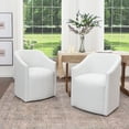 thumbnail image 1 of KINWELL 25" Wide Upholstered Dining Chairs with Casters Set of 2, No Assembly Modern Performance Fabric Barrel Back Rolling Dining Armchair for Kitchen Dining Room (Ivory), 1 of 1