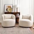 thumbnail image 1 of KINWELL Linen Blend Swivel Barrel Chair Set of 2, No Assembly Upholstered 34" Wide Breathable Textured Weave Fabric Accent Chair for Living Room Office Lounge, Ivory, 1 of 14