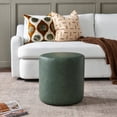 thumbnail image 1 of KINWELL Modern Faux Leather Round Upholstered Ottoman, Multi-Functional Sofa Footrest, Side Table, Extra Seating for Living Room, Bedroom (Green, 18" D x 18" W x 18.3" H), 1 of 11