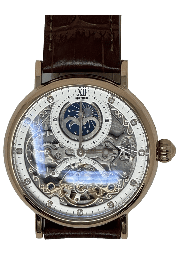 KINYUED Automatic Mechanical Skeleton Stainless Steel Waterproof Watch 44MM