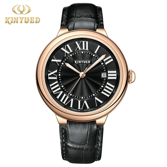 KINYUED men's automatic mechanical watch luminous business watch with calendar function for men Automatic Watch Mens Watch Moon Phase Mechanical Watch Stainless Steel Waterproof