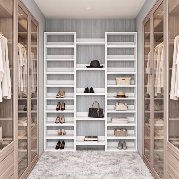 KIOOTTO 47" Arctic Alabaster Executive Shoe Gallery 120cm Grand-Scale 14-Tier Matrix with 22 Reinforced Cubbies and 46-Pair Panoramic Capacity