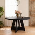 thumbnail image 1 of KIOOTTO 47" Round Dining Table for 4-6, Black Farmhouse Kitchen Table with Pedestal Base, 1 of 7