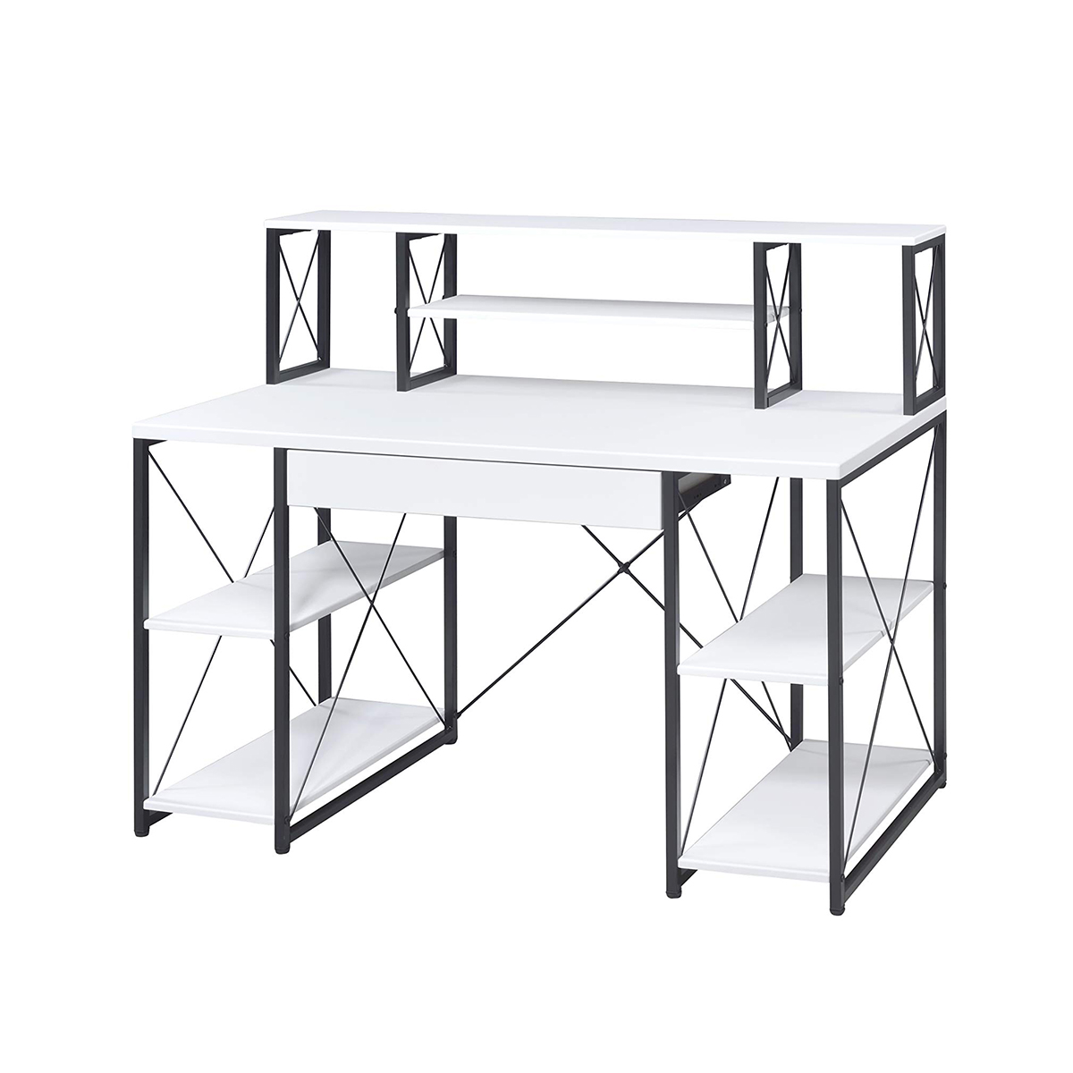 KIOOTTO 61 inch Computer Desk with Shelves & Monitor Stand, Gaming Desk ...