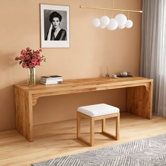 KIOOTTO 78.74" Double Computer Desk: steel frame, scratch-resistant MDF top, expansive surface. Ideal for collaborative home offices, study areas.