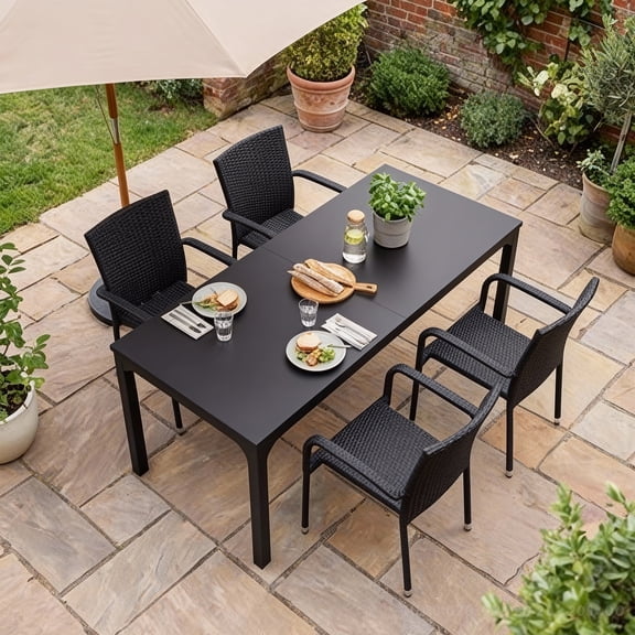 KIOOTTO 78" Large Black Dining Table, Modern Rectangle Kitchen & Dinner Table for 6-8 People, Long Dining Room Table (Table Only)