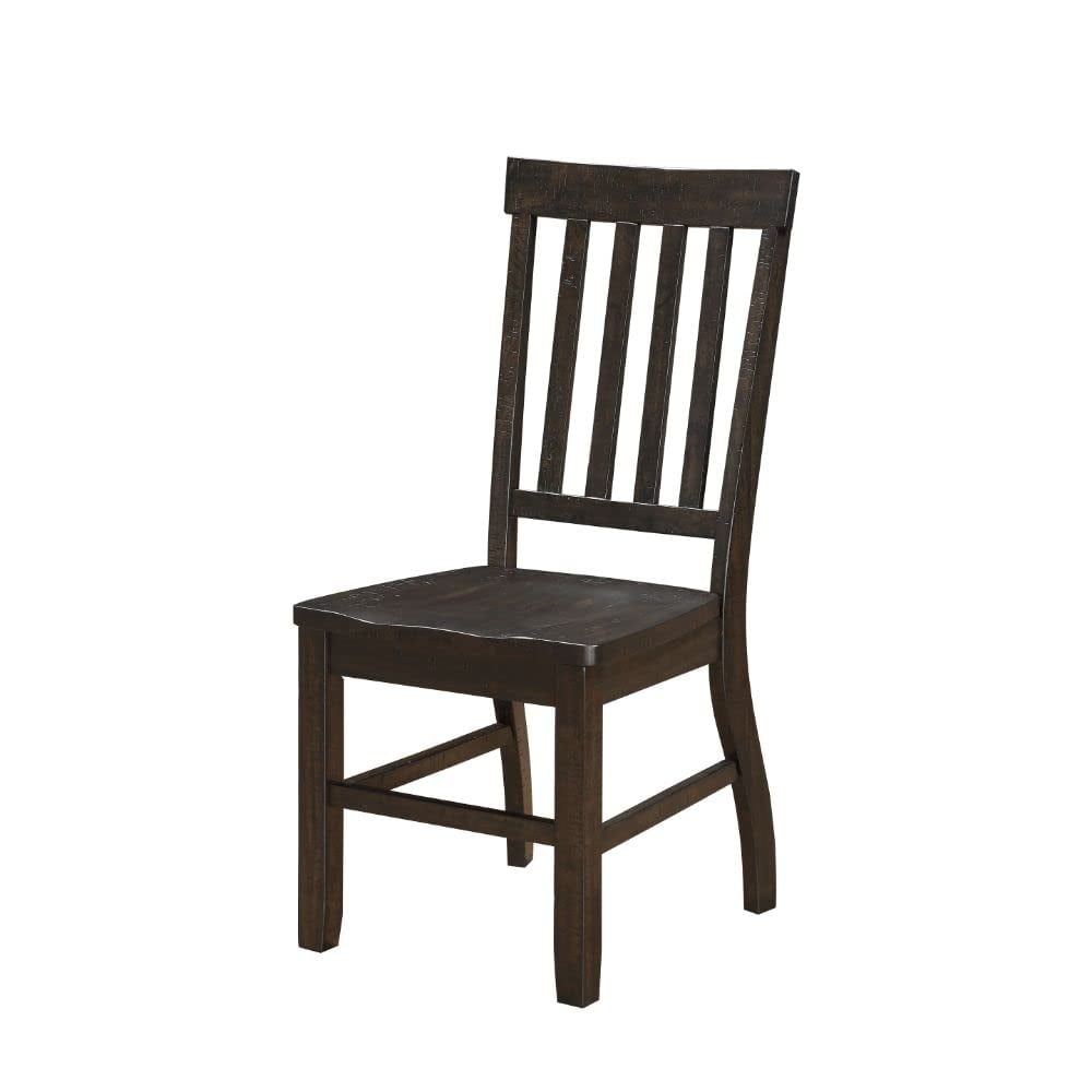 Rustic Walnut High Back Wooden Slat Side Chair