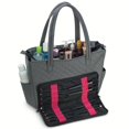 thumbnail image 1 of KIOTA Beauty Bag - Ideal for Bottles - Makeup Brush Storage Pocket and Outer Pockets - Quilted Finish Shoulder Bag Cosmetic Organizer - Slate, 1 of 9