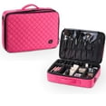 thumbnail image 1 of KIOTA Dual-Layer Professional On The Go Portable EVA Makeup Train Case Cosmetic Travel Storage Organizer Bag with Dividers and Brush Pockets - Bubblegum Pink, 1 of 8
