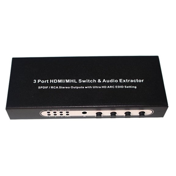 KIPLINK 3x1 HDMI Switch with Audio Extractor, 4K@30Hz, 3D, ARC, Optical & 3.5mm Output, IR Remote
