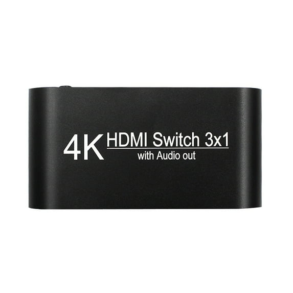 KIPLINK 3x1 HDMI Switch with Audio Extractor, 4K@30Hz, HDR, 4:4:4, Optical/RCA Audio Out, Remote