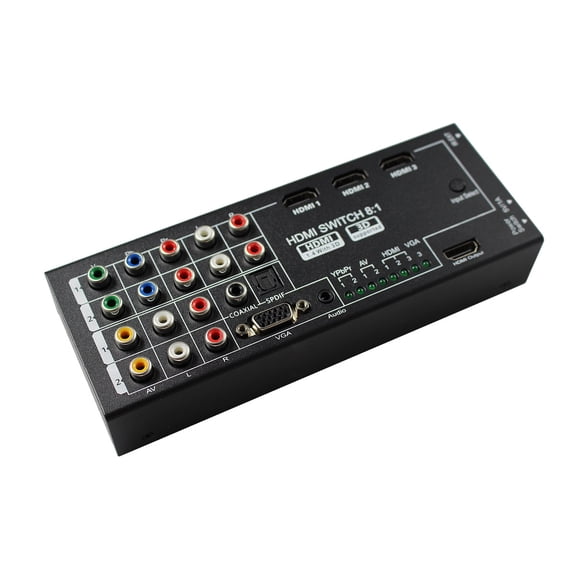 KIPLINK 8 Port HDMI Switch with Audio Output, Component/AV/VGA/HDMI to HDMI