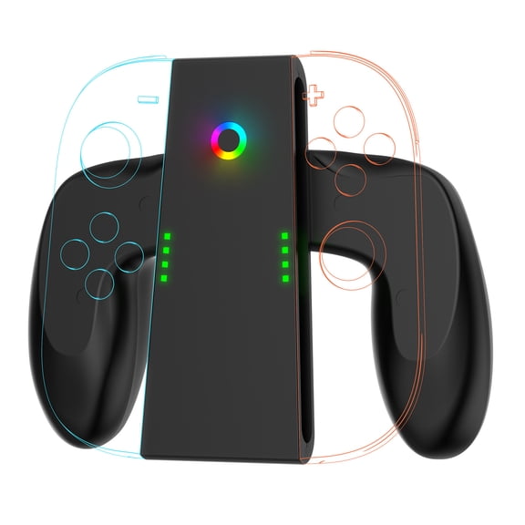 KIPLINK Joy-Con Charging Grip for Nintendo Switch 2 - Ergonomic Handle with Magnetic Charging, Rapid 2-Hour Full Charge & Dynamic RGB Indicators