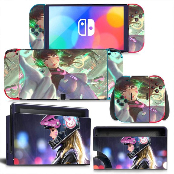 KIPLINK Nintendo Switch OLED Skin Decal – Full Body Vinyl Cover, Anti-Scratch, Bubble-Free Installation, Blue Flame & Creative Designs