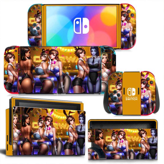 KIPLINK Nintendo Switch OLED Skin Decal – Full Body Vinyl Cover, Anti-Scratch, Bubble-Free Installation, Blue Flame & Creative Designs