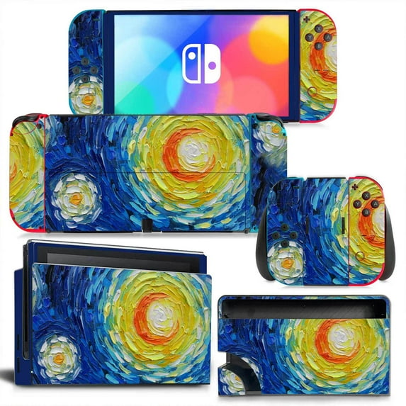 KIPLINK Nintendo Switch OLED Skin Decal – Full Body Vinyl Cover, Anti-Scratch & Waterproof, Bubble-Free Installation, Galaxy & Starry Night Designs