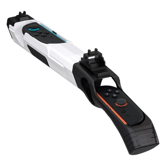 KIPLINK Shooting Game Gun Grip for Nintendo Switch 2 Joy-Cons - Enhanced Motion Control Stock & Pistol Grip for FPS Games (Black/Orange-Blue)