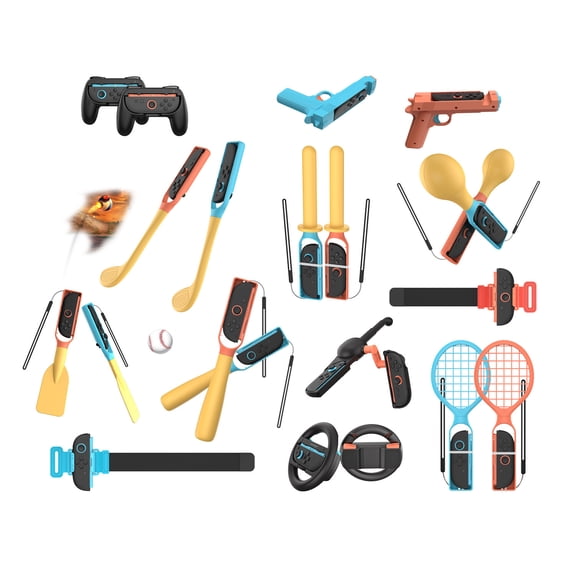 KIPLINK Ultimate 24-in-1 Sports Accessories Kit for Nintendo Switch 2 - Tennis Rackets, Fishing Rod, Shooting Grip, Wrist & Leg Straps (Full Motion Gaming Bundle)