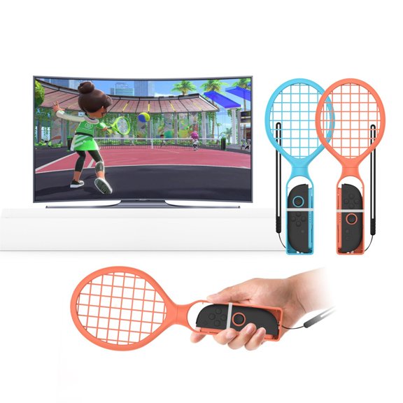 KIPLINK Universal Tennis Racket Attachments for Nintendo Switch 2 / Switch / OLED Joy-Cons - 2-Pack Motion Control Grips with Wrist Straps for Sports Games