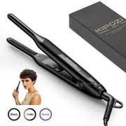 Kipozi 3/10" Small Flat Iron, Pencil Flat Iron for Short Hair, Pixie Cut and Bangs, Curling Iron for Short Hair, Mini Hair Straightener for Edges with Anti-Pinch Design, Tiny Hair Straightener, Black
