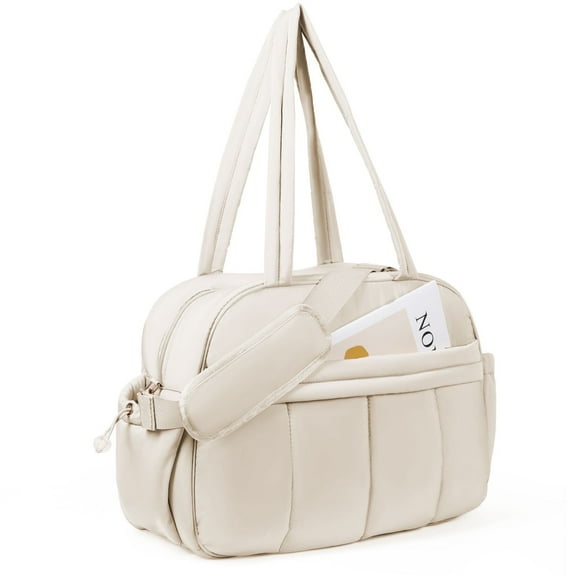 KIPOZI Travel Duffel Bag, Weekender Bag for Women with Wet Pocket, Lightweight Carry on Gym Bag for Women, Personal Item Travel Bag for Airlines, Overnight Tote Bag for Women, Water Resistant,White