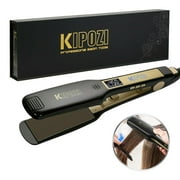 KIPOZI Negative Ion Flat Iron, Anti-Static Hair Straightener with 1.75 Inch Floating Titanium Wide Plates, Black