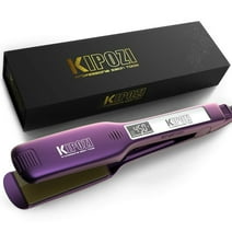 KIPOZI Negative Ion Flat Iron, Anti-Static Hair Straightener with 1.75 Inch Floating Titanium Wide Plates, Purple