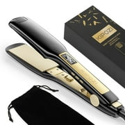 KIPOZI Negative Ion Flat Iron, Anti-Static Hair Straightener with 1.75 inch Floating Titanium Wide Plates, Pink
