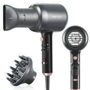 KIPOZI Professional Ionic Hair Dryer, Blow Dryer with Diffuser and Concentrator for Curly Hair, 1875 Watts, Gray