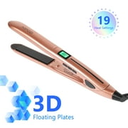 KIPOZI Professional Negative Ion Hair Straightener, Anti-Static Flat Iron with Floating Titanium Plates, 1 Inch, Rose Gold