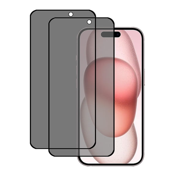 KIQ 2 Pack Privacy Full Cover Tempered Glass for iPhone 15/iPhone 16