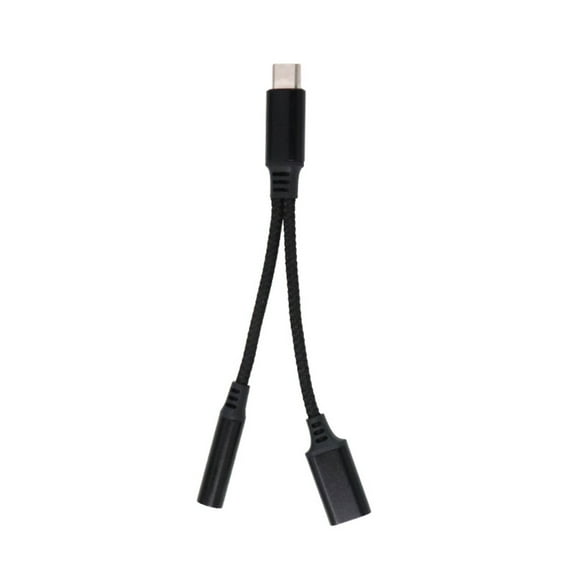 KIQ 2 in 1 USB C & 3.5mm AUX Audio to USB C Cable-Black