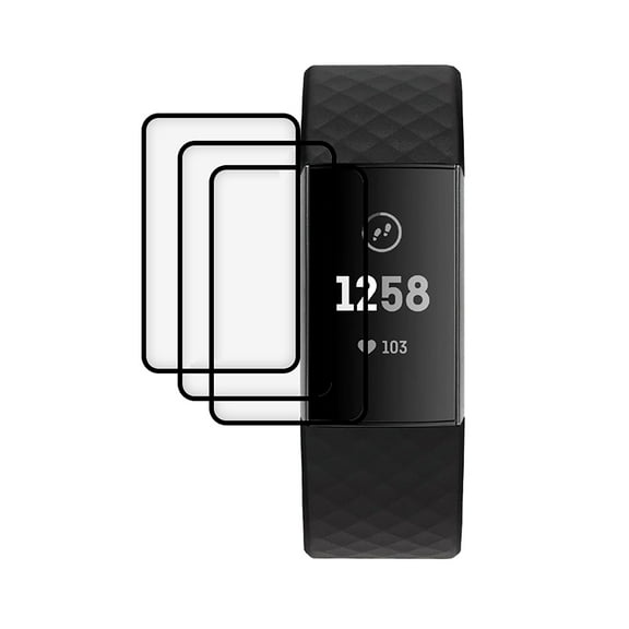 KIQ 3 Pack CLEAR FULL Edge to Edge Coverage PMMA Screen Protector for Fitbit Charge 3