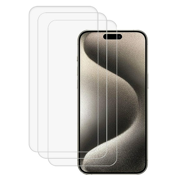 KIQ 3 Pack CLEAR Tempered Glass Screen Protector Compatible with iPhone 15 Plus/15 Pro Max/iPhone 16 Plus