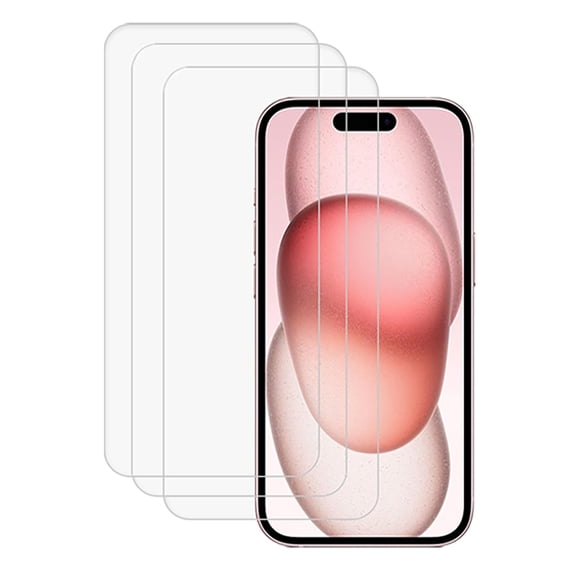 KIQ 3 Pack CLEAR Tempered Glass Screen Protector Compatible with iPhone 16/15 Pro/15