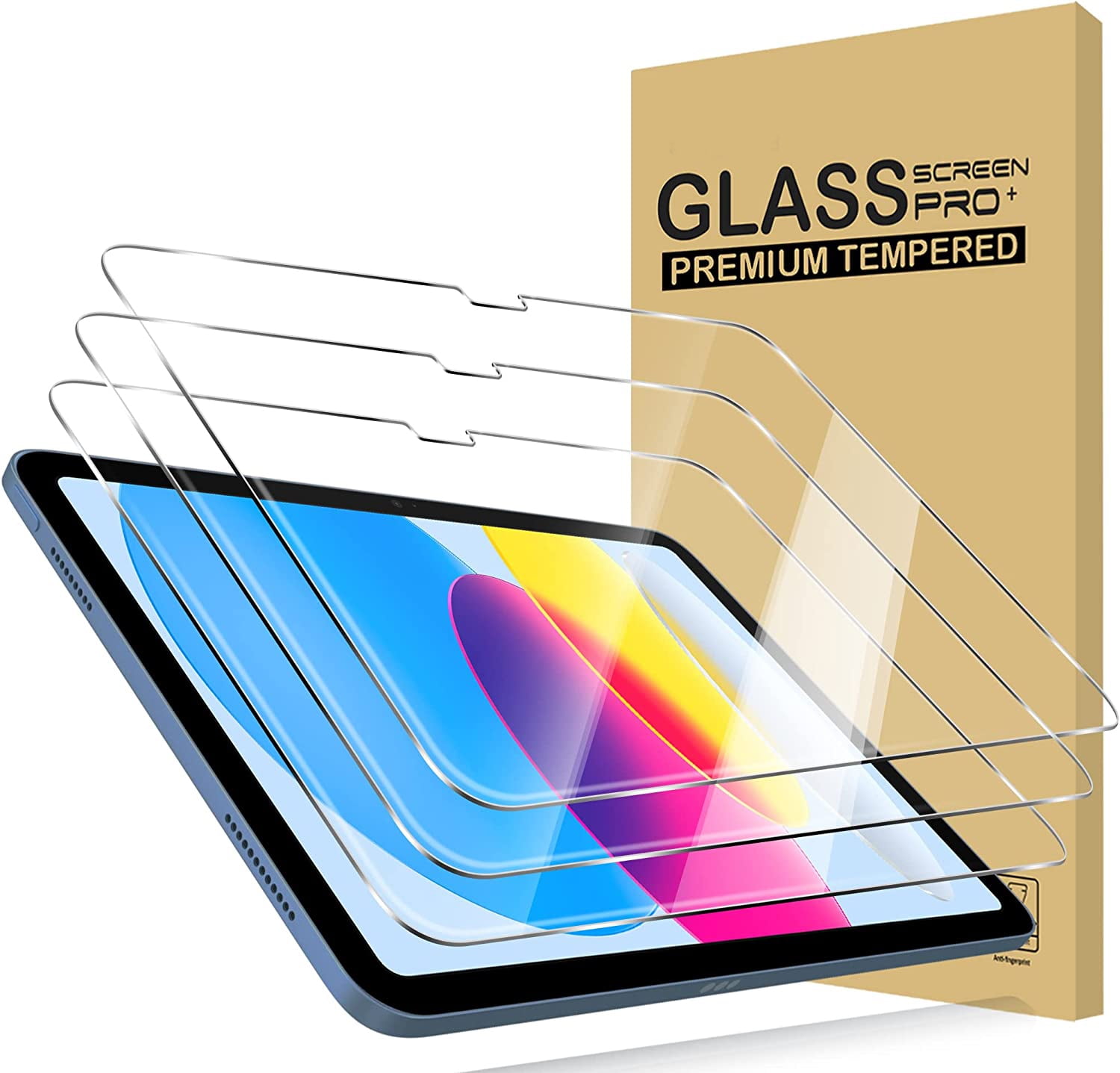 KIQ 3 Pack Tempered Glass for iPad 10th Generation Screen Protector