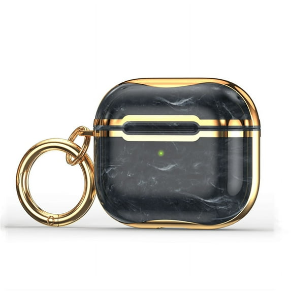 KIQ Airpod 3rd Generation Case, Marble Airpods 3 Charging Case Cover for Apple Air Pod 3 2021 A2564 A2565 (Black/Gold)