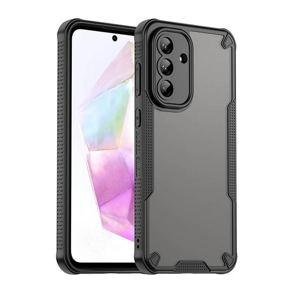 KIQ Armor Series Case For Samsung Galaxy A36 5G/4G-PC+TPU Hybrid,Frosted Semi-Transparent,Anti-Shock Design(Black)