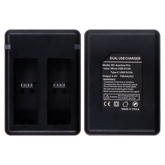 KIQ Dual Battery Charging Dock for Insta360 Ace/Ace Pro Camera(With Micro USB/USB-C Input)ACE PRO-001– Fast & Safe Charger