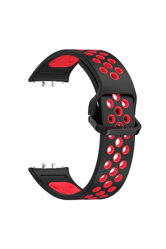 Durable and Water Resistant Silicone Replacement Watch Strap Band Compatible With Samsung Fit 3(Black Red)