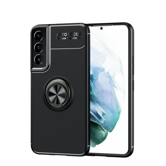 KIQ Galaxy S22+ Case, 5G S22 Plus Case, Shockproof Protection Slim Magnetic Case Holder Ring For Samsung S22+ 6.6-inch SM-S906 (Black/Black)