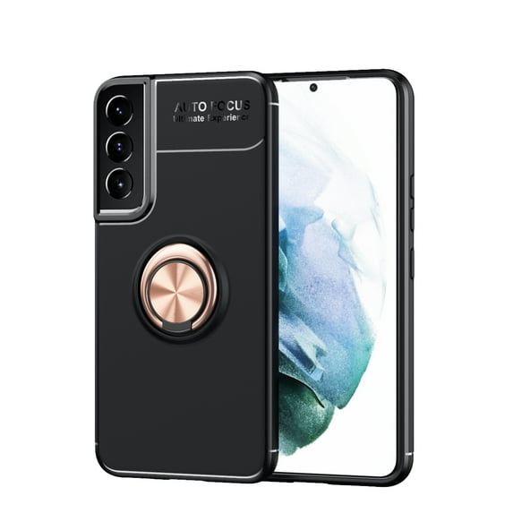 KIQ Galaxy S22+ Case, 5G S22 Plus Case, Shockproof Protection Slim Magnetic Case Holder Ring For Samsung S22+ 6.6-inch SM-S906 (Gold/Black)
