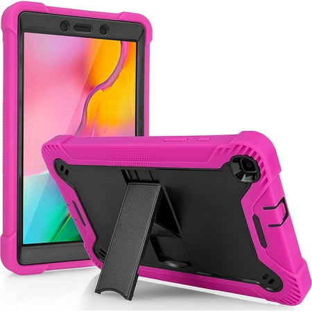 KIQ Galaxy Tab A 8.0 Case Tablet Case for Kids 8.0 inch 2019 for Samsung Galaxy Tab A T290 T295 T297 [Black/Hot Pink]
